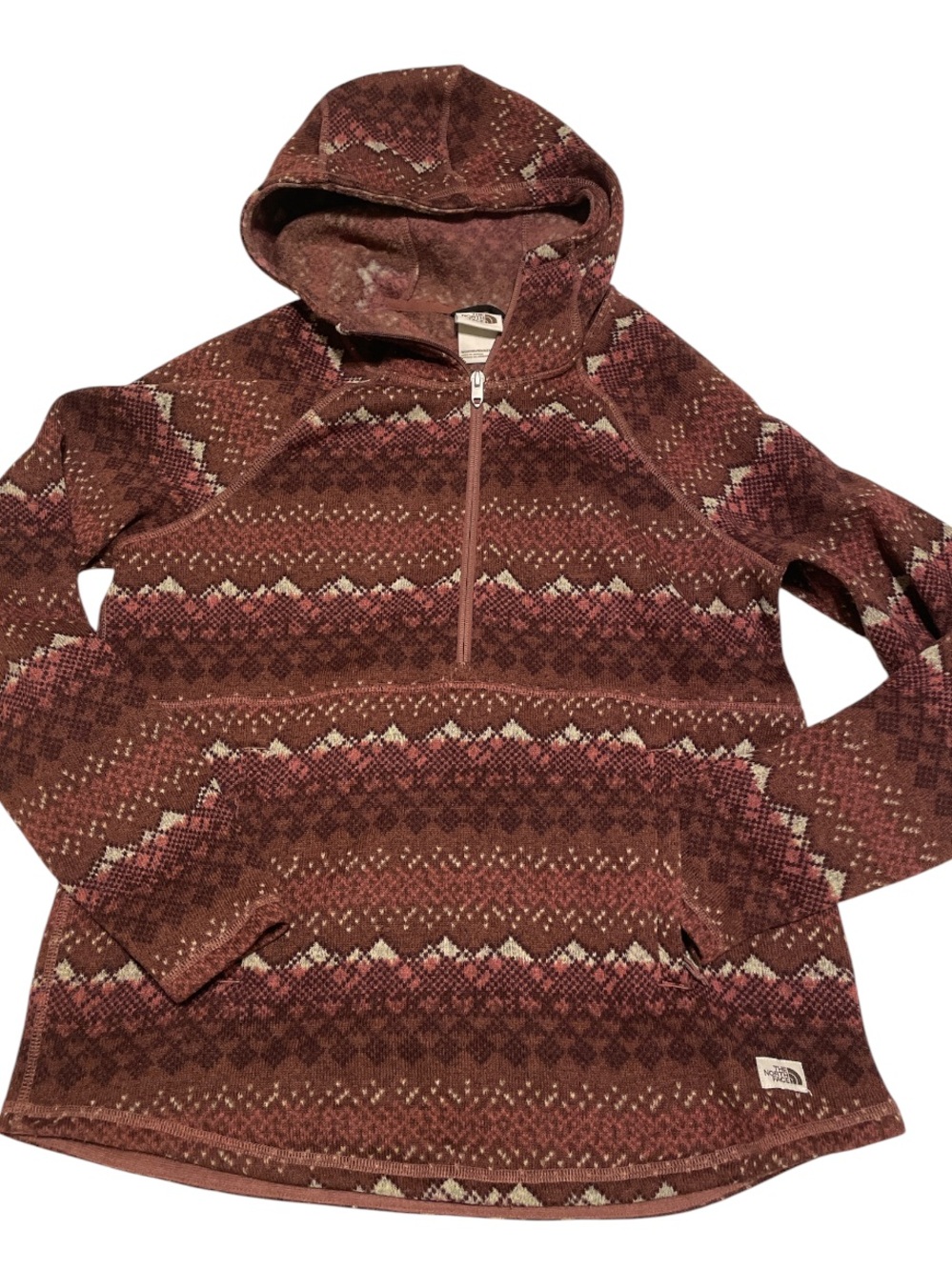 The North Face Women’s Rust Brown Patterned Half-Zip Hoodie Sweater